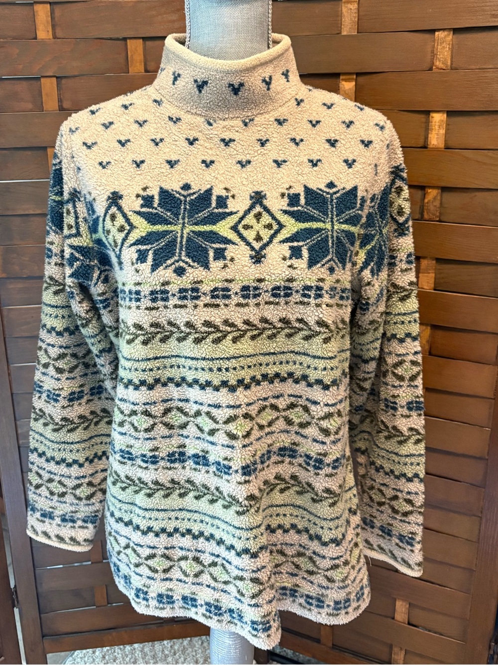 Vintage LL Bean fleece mock neck pullover k pullover sweater size small